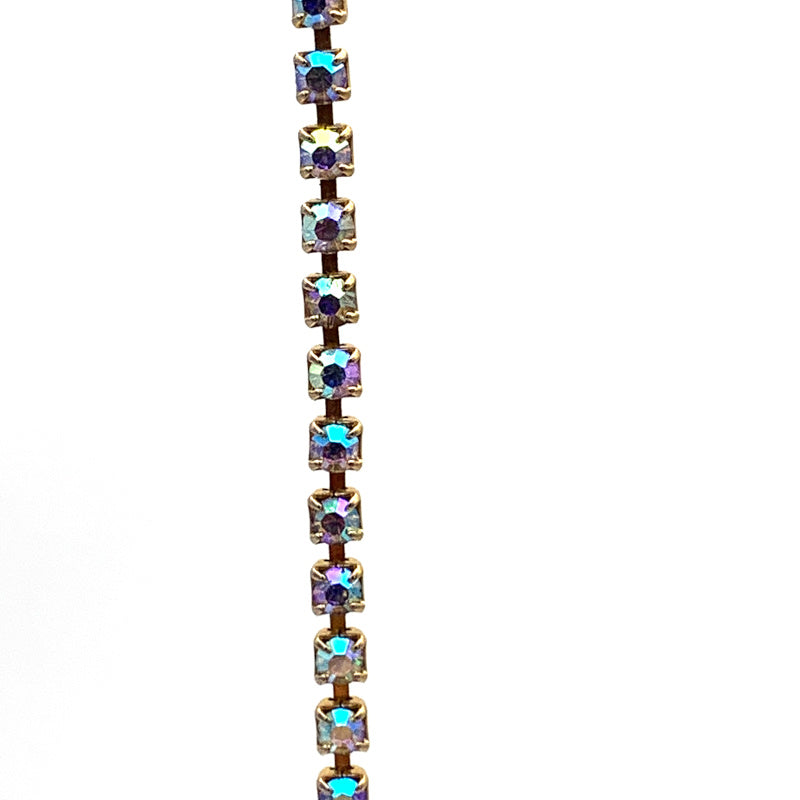 Vintage Iridescent Bead and Rhinestone Cupchain Garland/Fringe Necklace