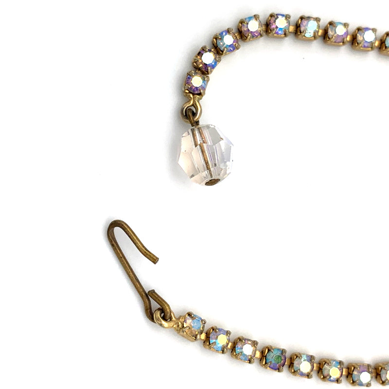 Vintage Iridescent Bead and Rhinestone Cupchain Garland/Fringe Necklace