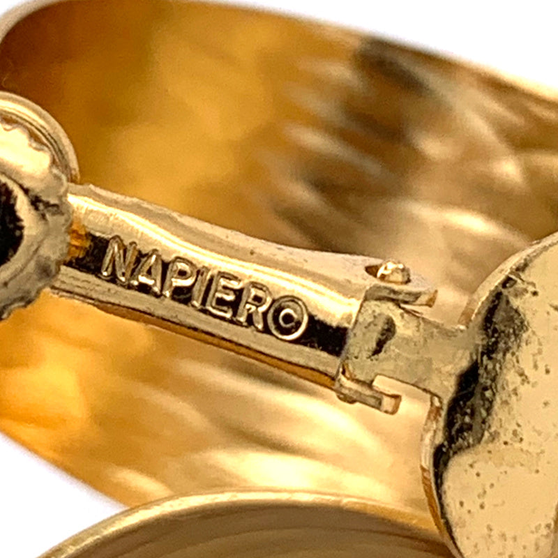 Vintage Napier Goldtone, Screw/Omega back, Wide Hoop Earrings