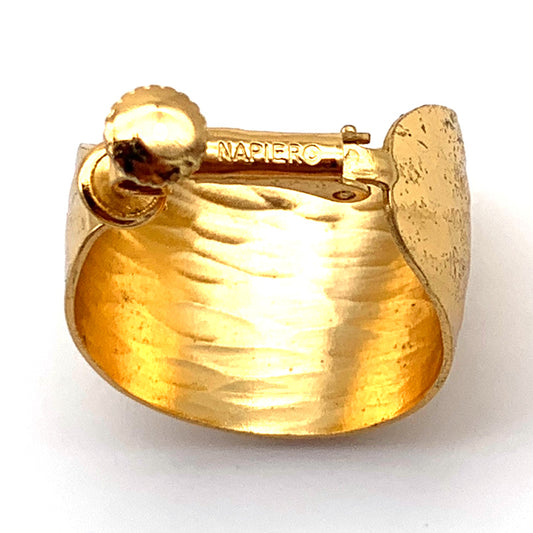 Vintage Napier Goldtone, Screw/Omega back, Wide Hoop Earrings