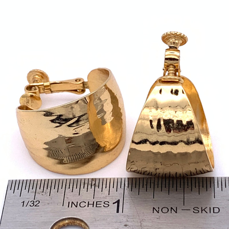 Vintage Napier Goldtone, Screw/Omega back, Wide Hoop Earrings