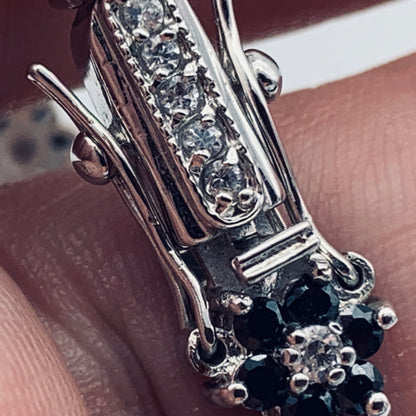 Vintage Lind-Gal, Inc., (LG marked) Silvertone, Crystal and Black Rhinestone Bracelet; Circa 1950