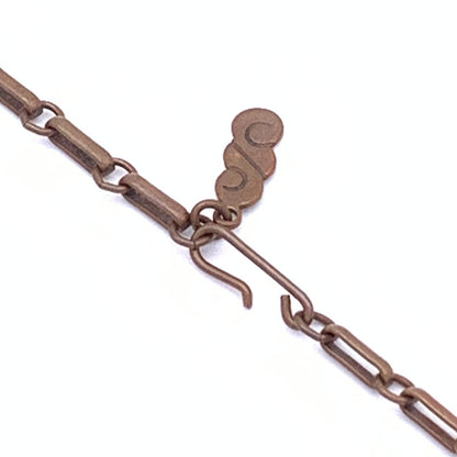 Vintage Copper Necklace/Bracelet Set, Mid-century Modernist, Circa 1950 - Close-up view of clasp and tag