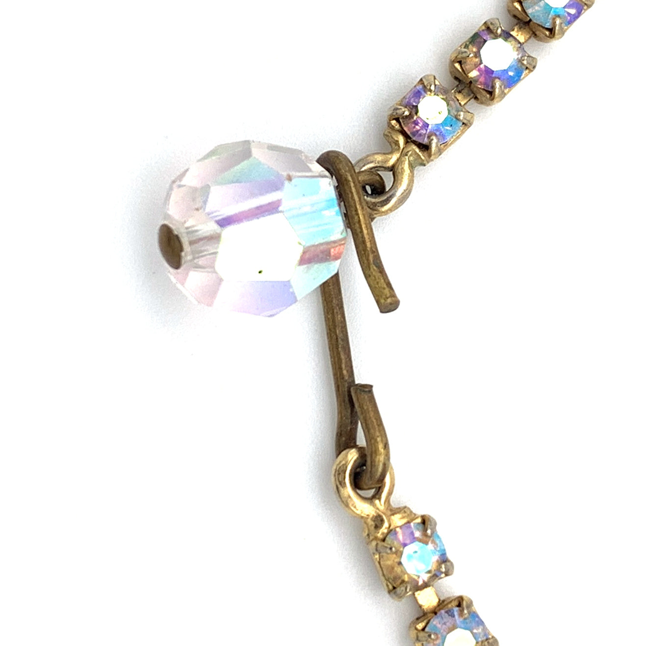 Vintage Iridescent Bead and Rhinestone Cupchain Garland/Fringe Necklace