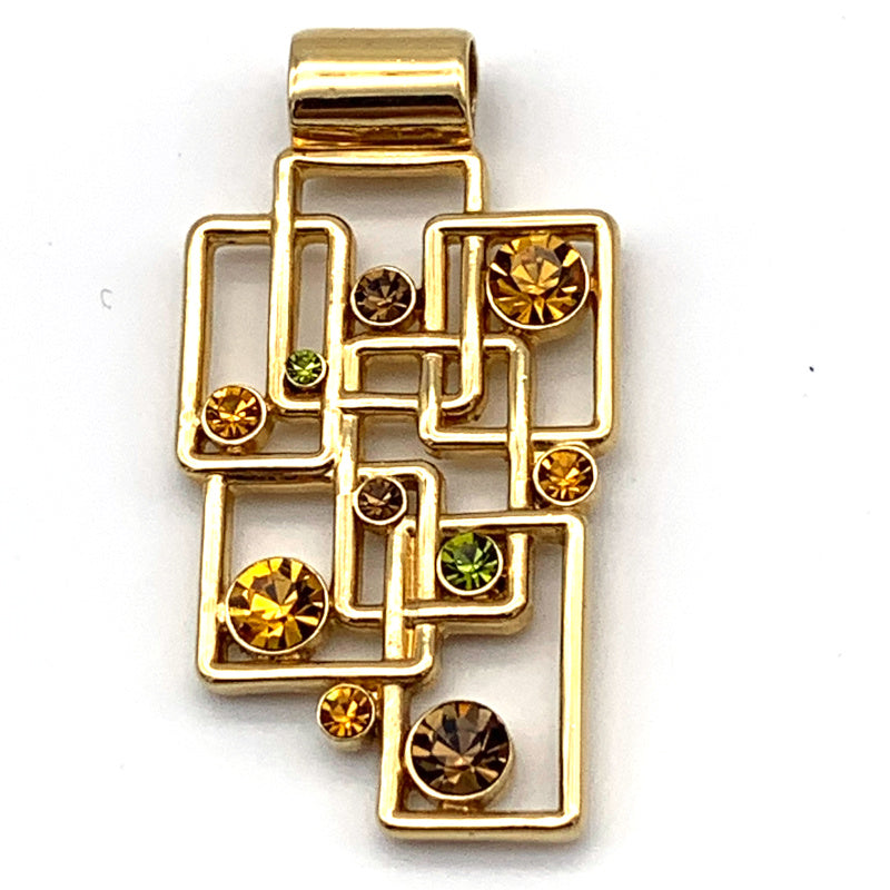 Vintage Lia Sophia Goldtone and Rhinestone Pendant