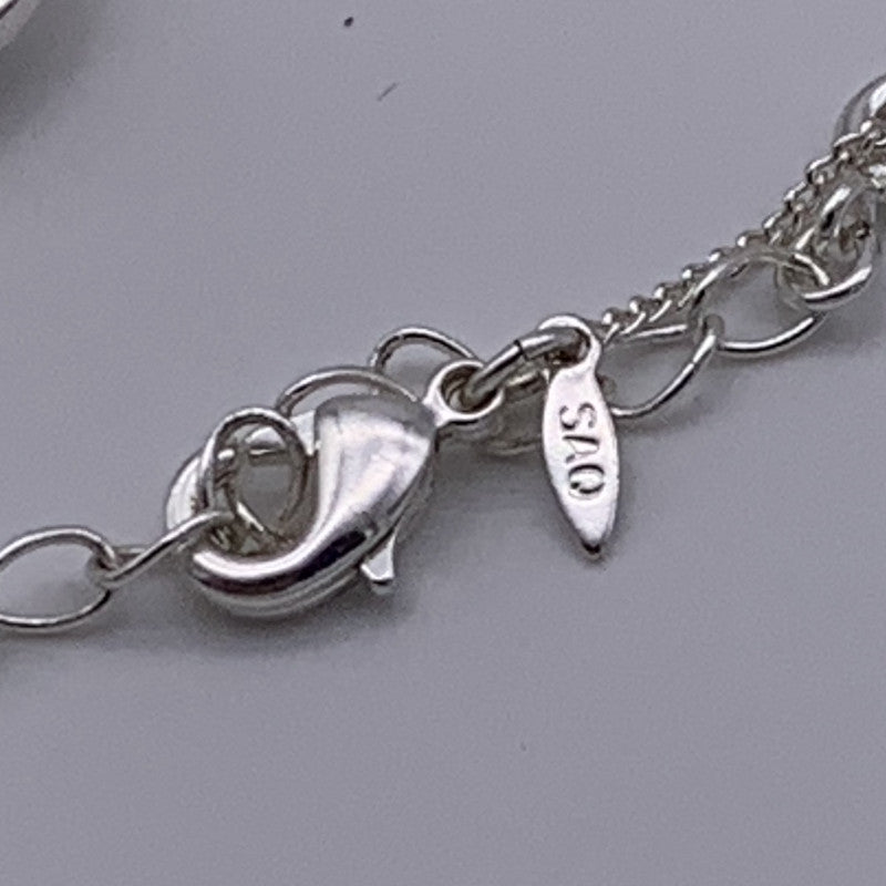 Vintage SAO Silvertone and Faux Pearl and Crystal Pendant with Chain and Earring Set, Lobster Claw Clasp